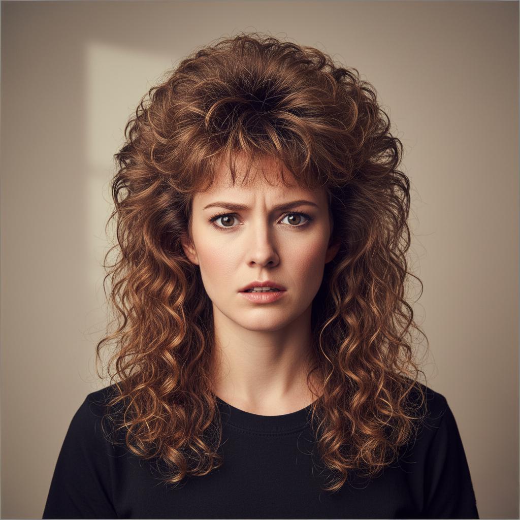 The 80s Time Traveler: exaggerated vintage mullet haircut