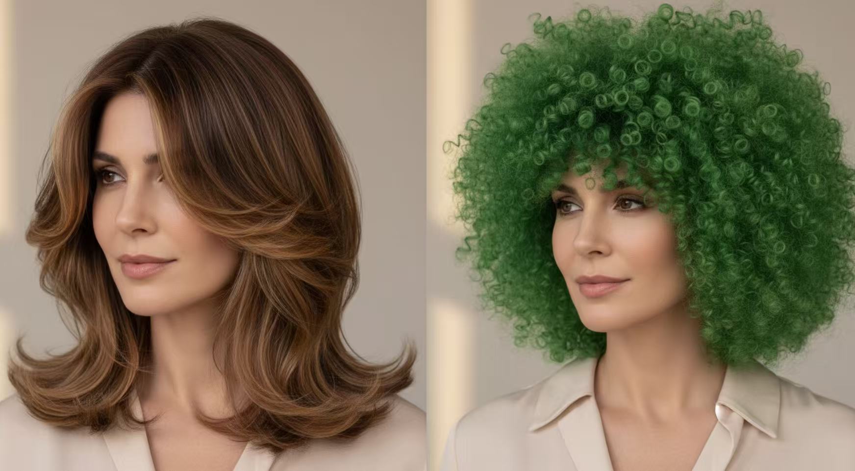 TryHair.ai interface showing step-by-step hair transformation process