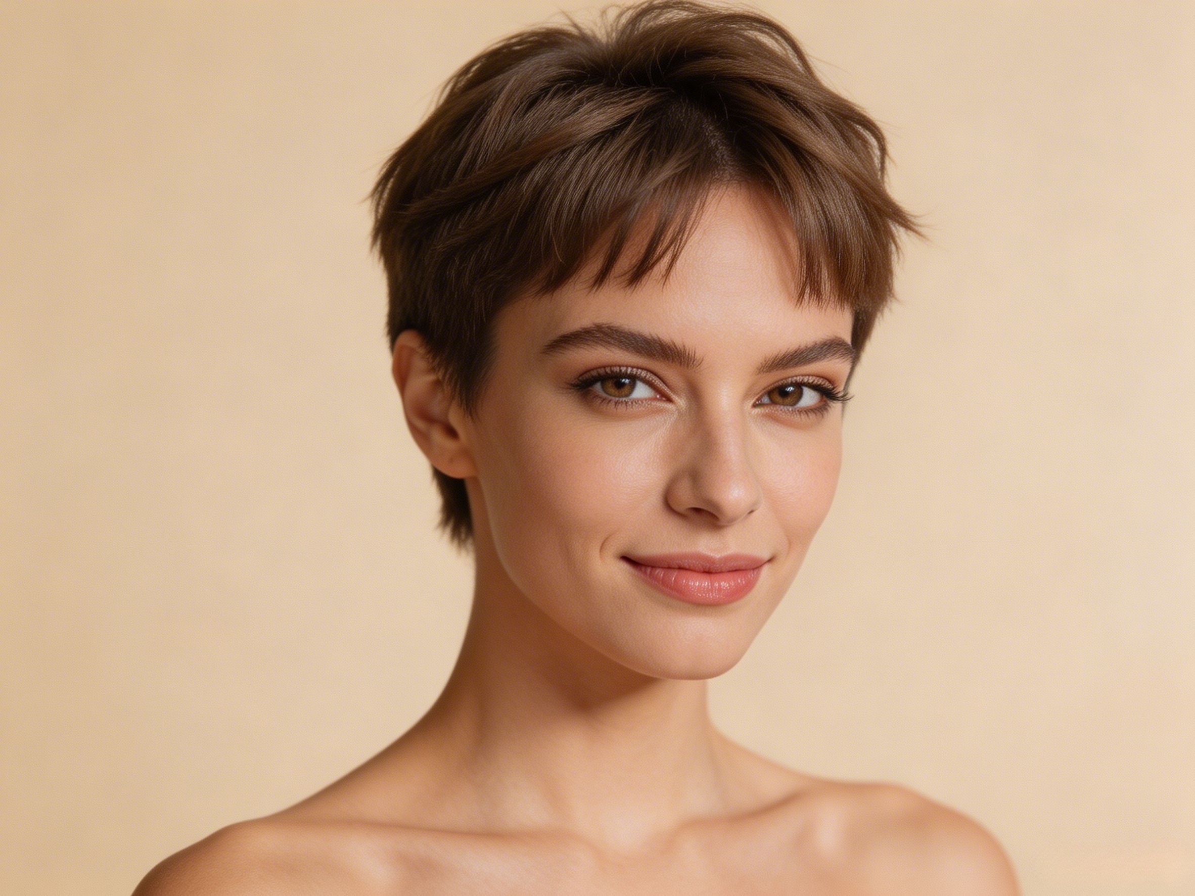 Kesser Pixie-Schnitt mit Mikro-Pony für ovale Gesichter, kurze Haare, selbstbewusster Look mit extrem kurzem Pony 2026