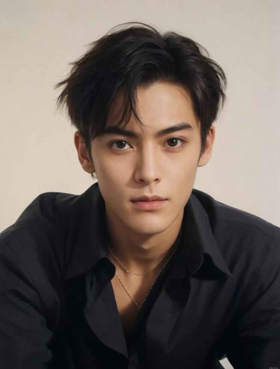 Messy curtains haircut with middle part and face-framing front pieces