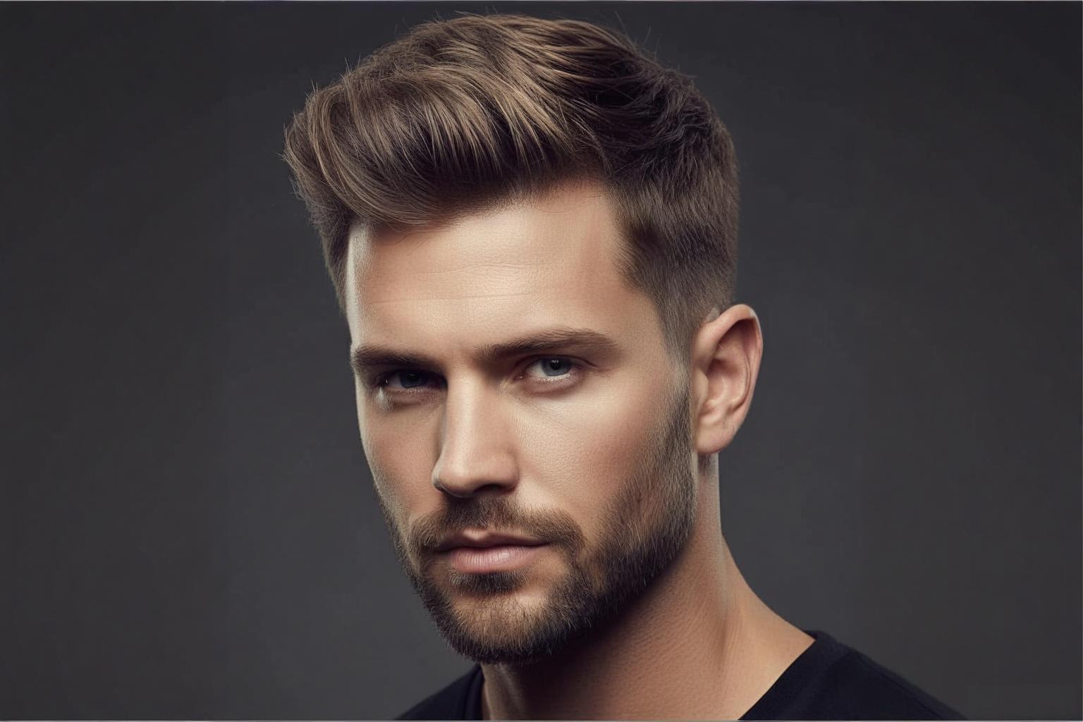 Men's textured quiff with tapered sides for diamond face
