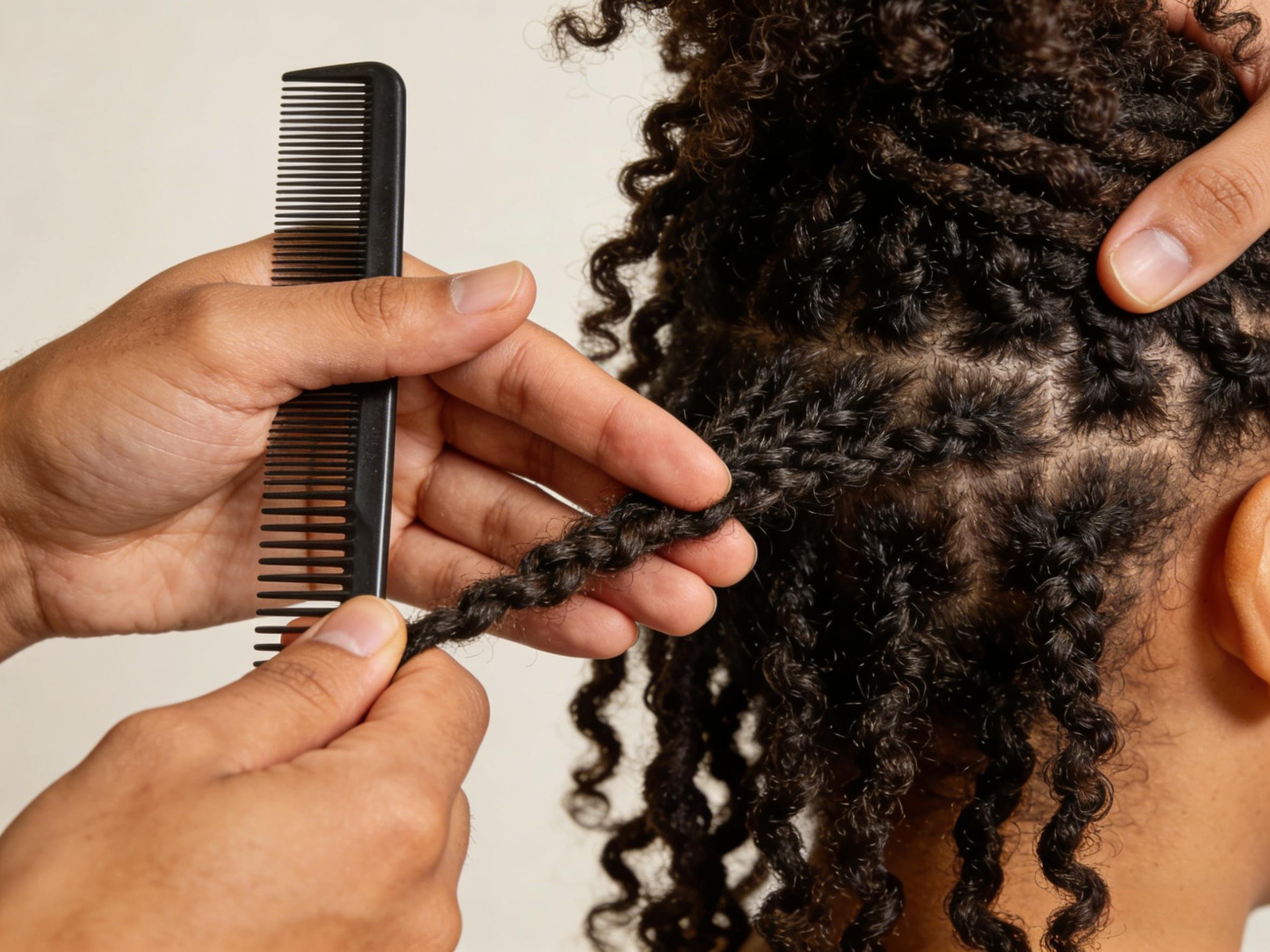 Backcombing technique for dreadlocks