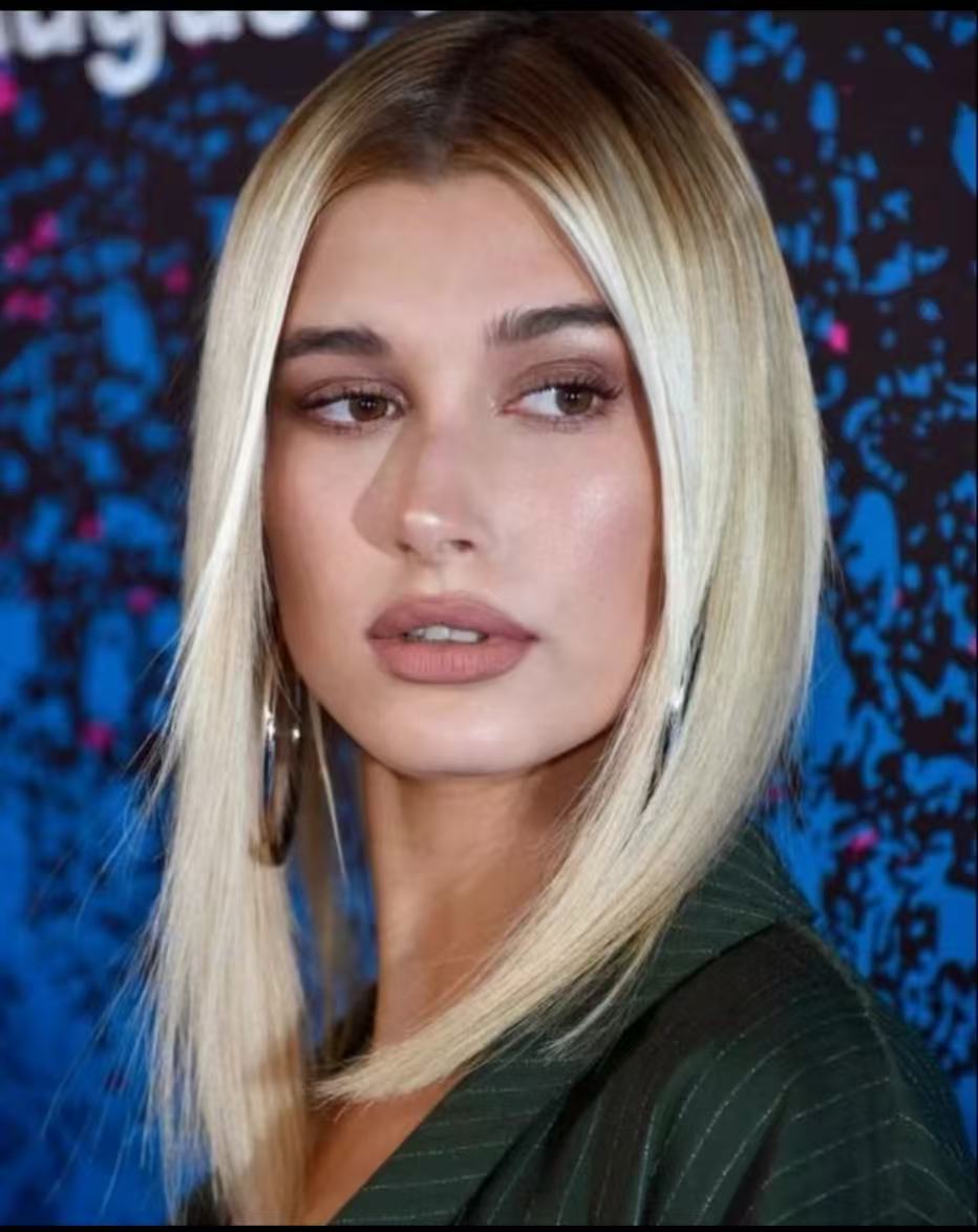 Hailey Bieber inspired Italian bob with soft brunette blonde dimension