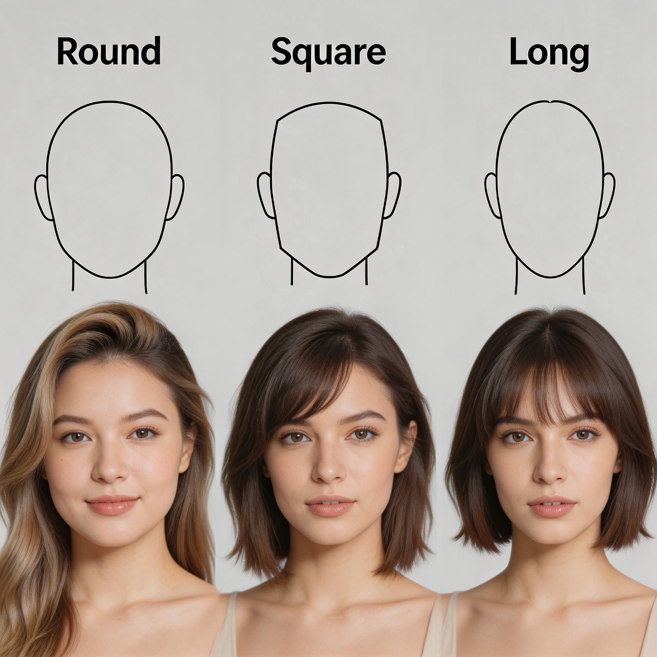 Vergleich der besten Frisuren für runde, quadratische und lange Gesichtsformen