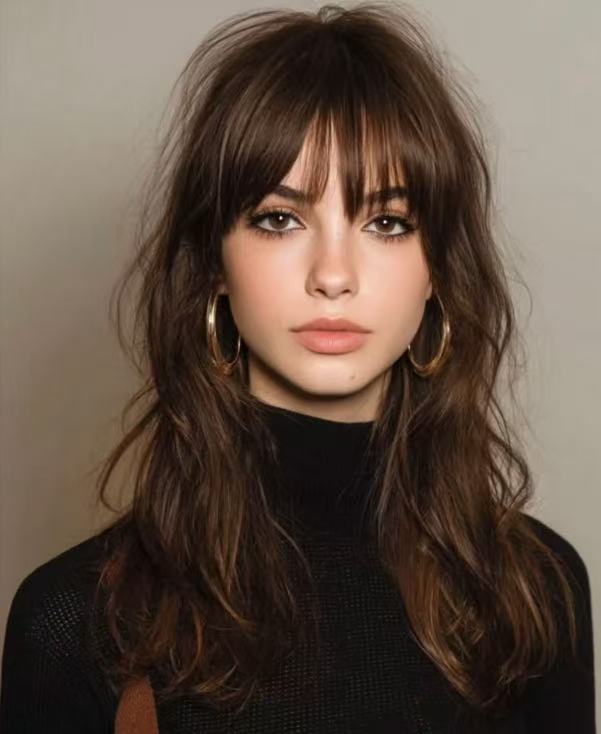 Long layered waves with loose texture and airy volume