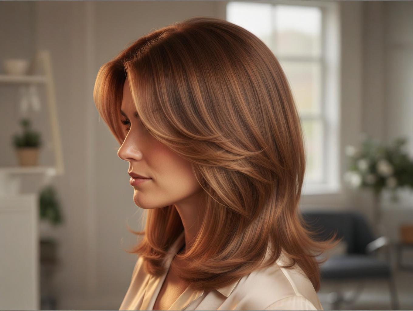 Technical close-up of Mira haircut showing layer origins and end graduation - side profile view