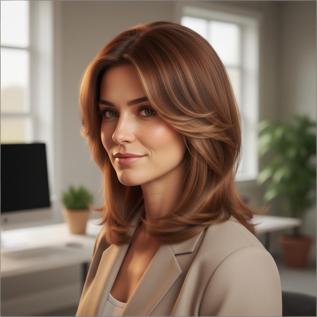 Mira hairstyle in professional office setting