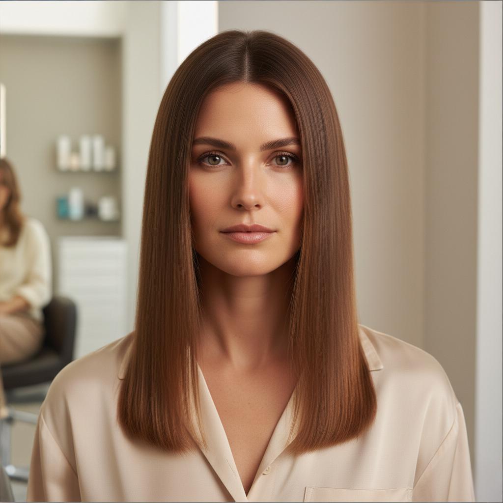 Before: One-length flat hair lacking dimension