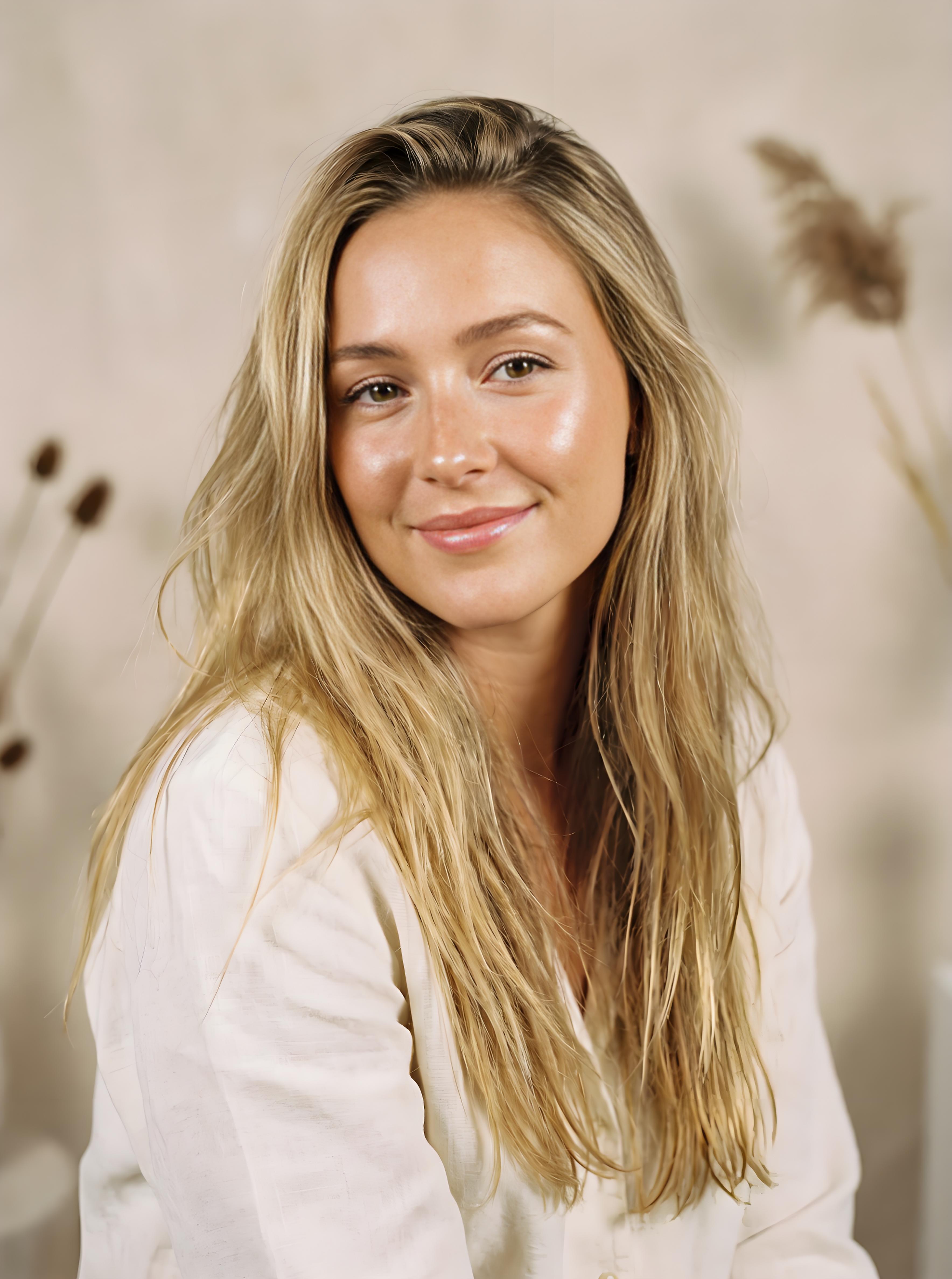 Young mother with flowing hair in her twenties