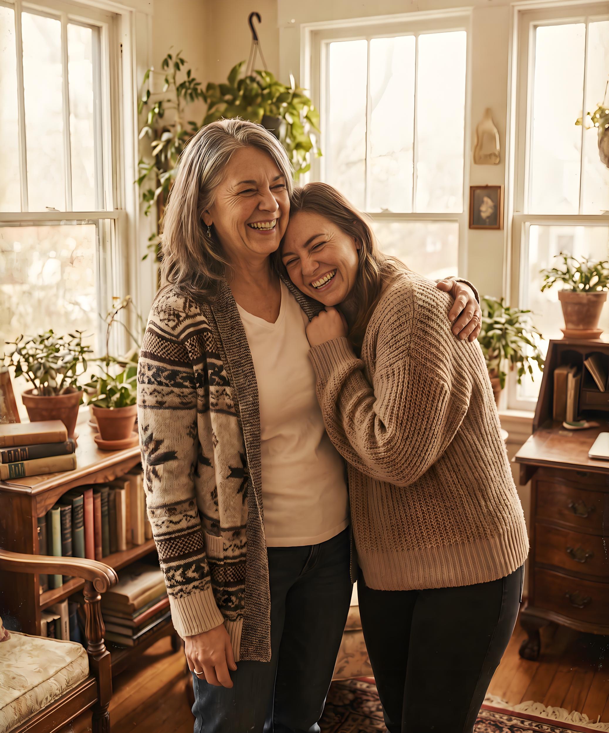 Heartwarming family photograph showing generational connection