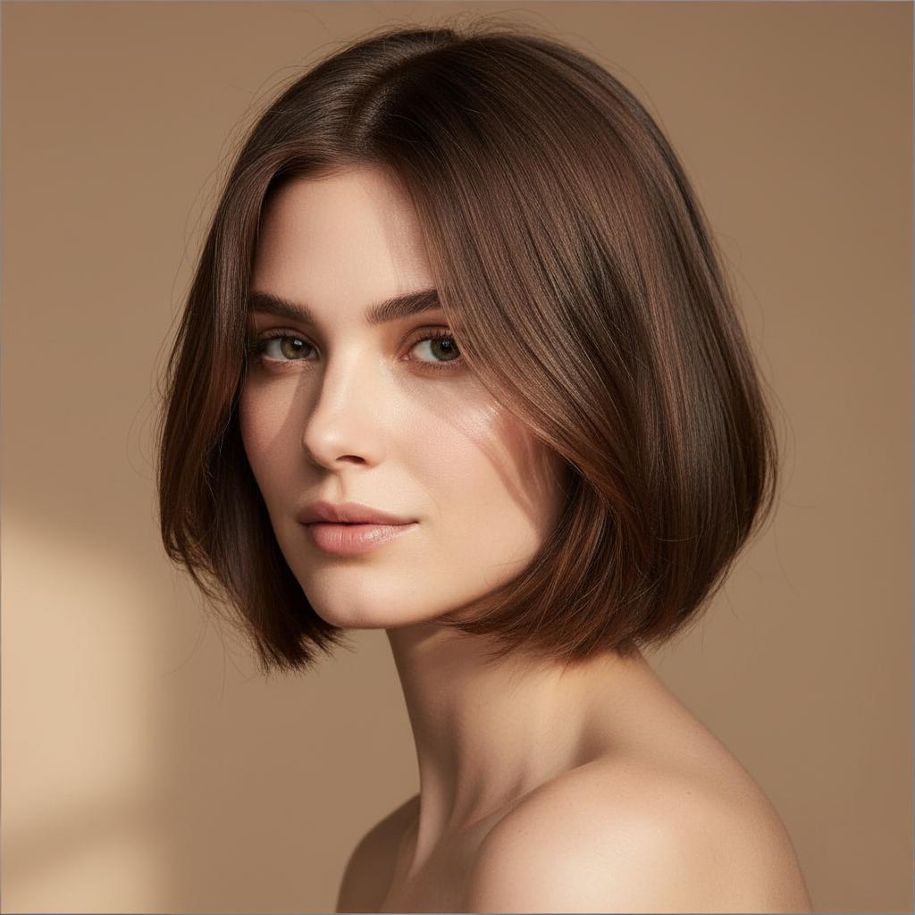 Oval face with French bob and textured finish