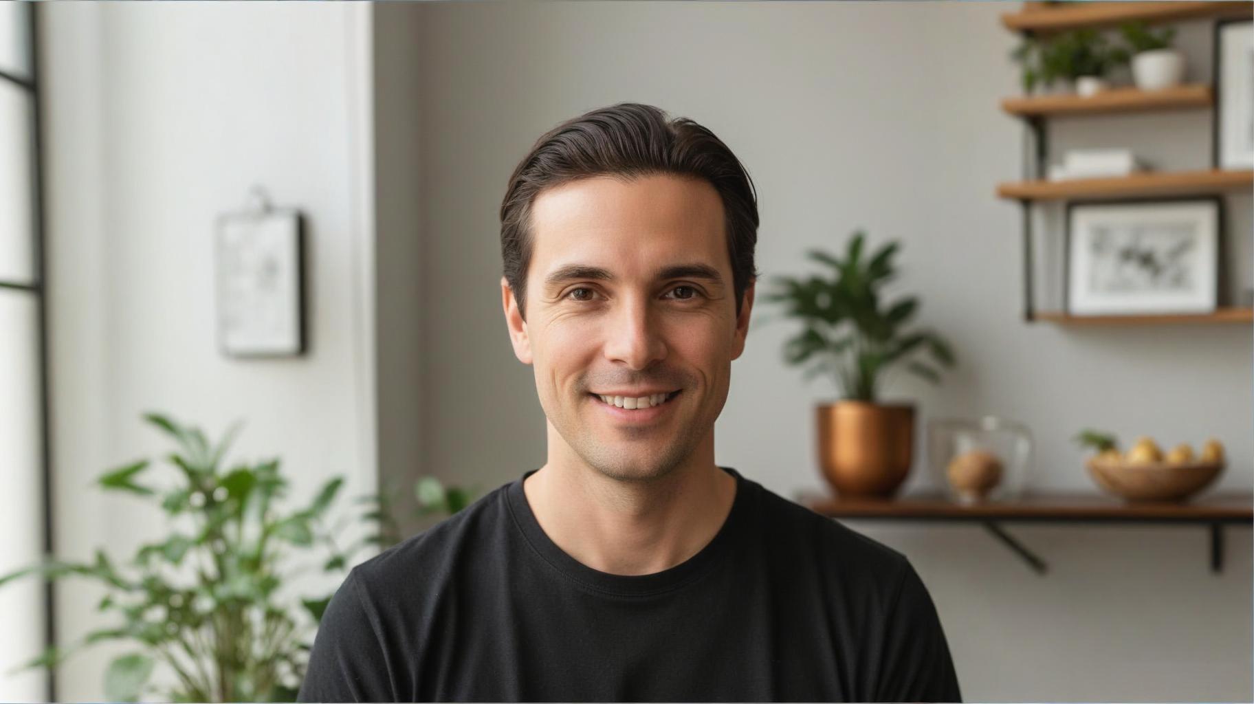 A confident professional showing a natural, mature hairline