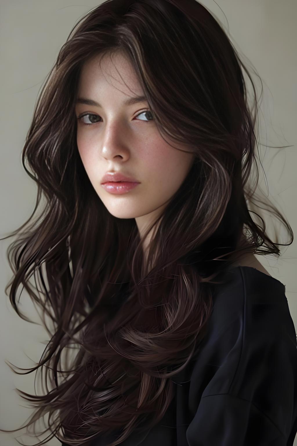Long Layered Hair for Round Face