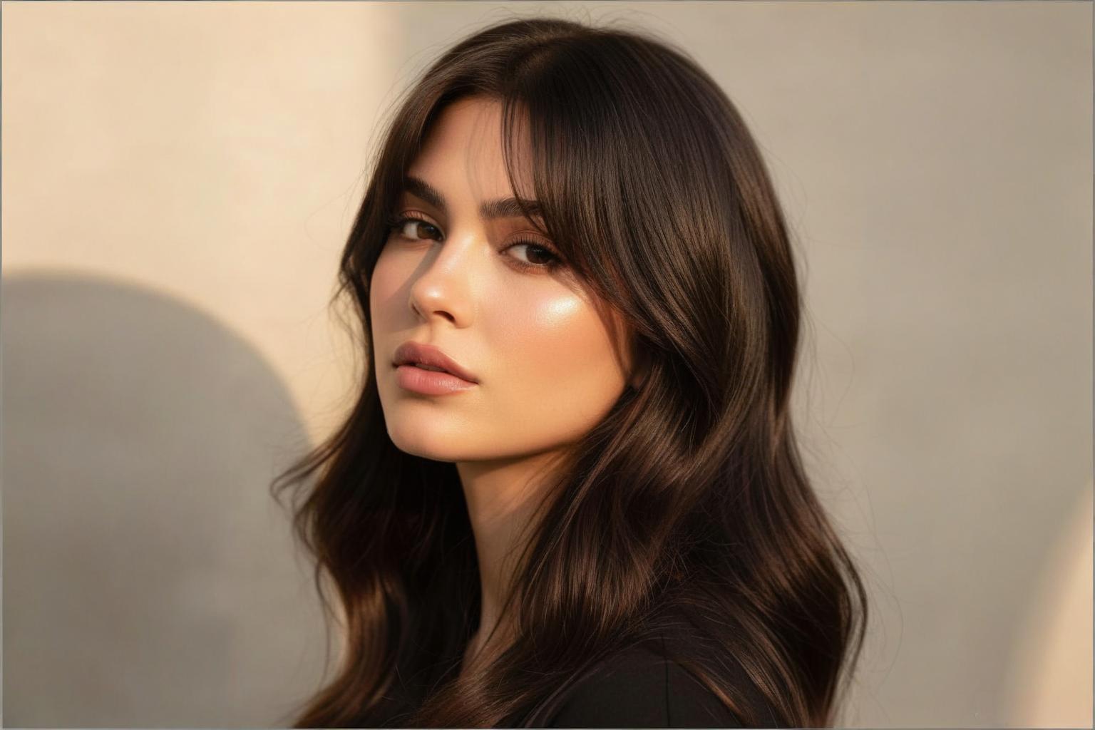 Micro curtain bangs diagonal lines for round face