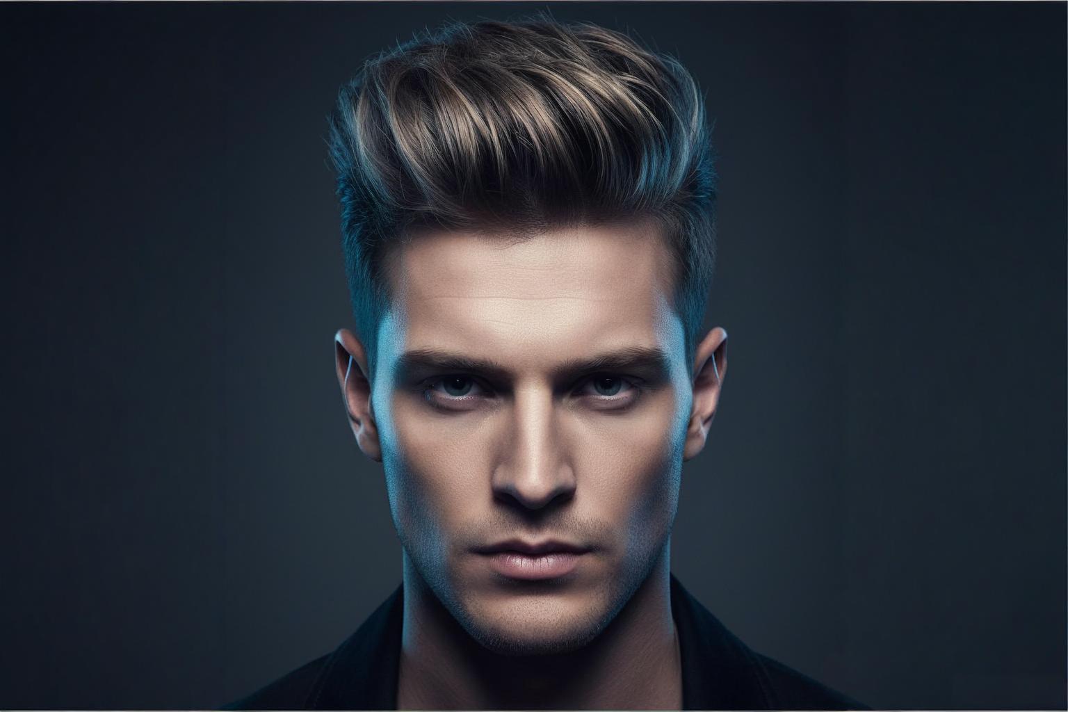 Textured quiff hairstyle with mid fade for men, voluminous top and airy modern structure