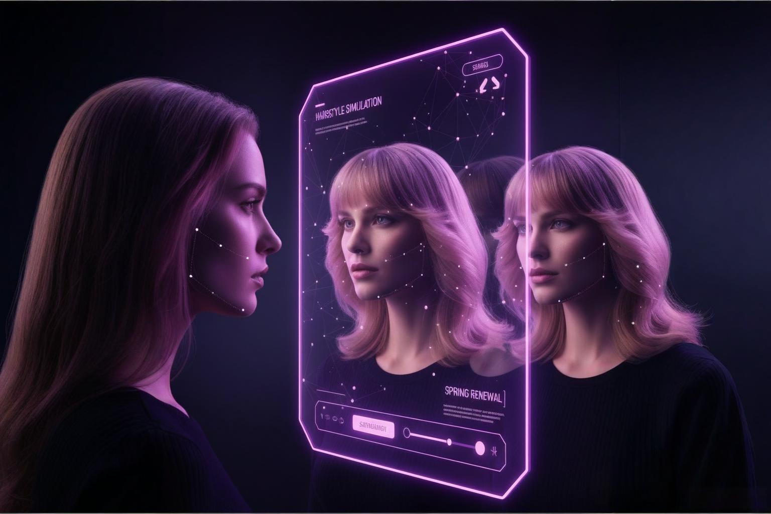 AI hairstyle transformation from winter dull hair to light spring layered style showing psychological renewal