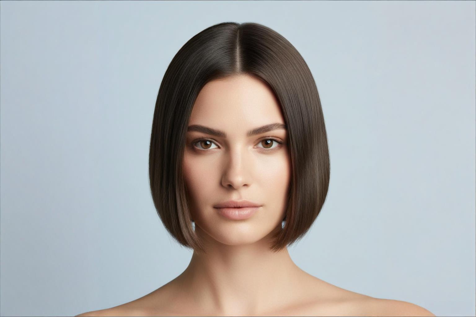 Scandi bob haircut with blunt jaw-length line and clean minimal style, Scandinavian inspired