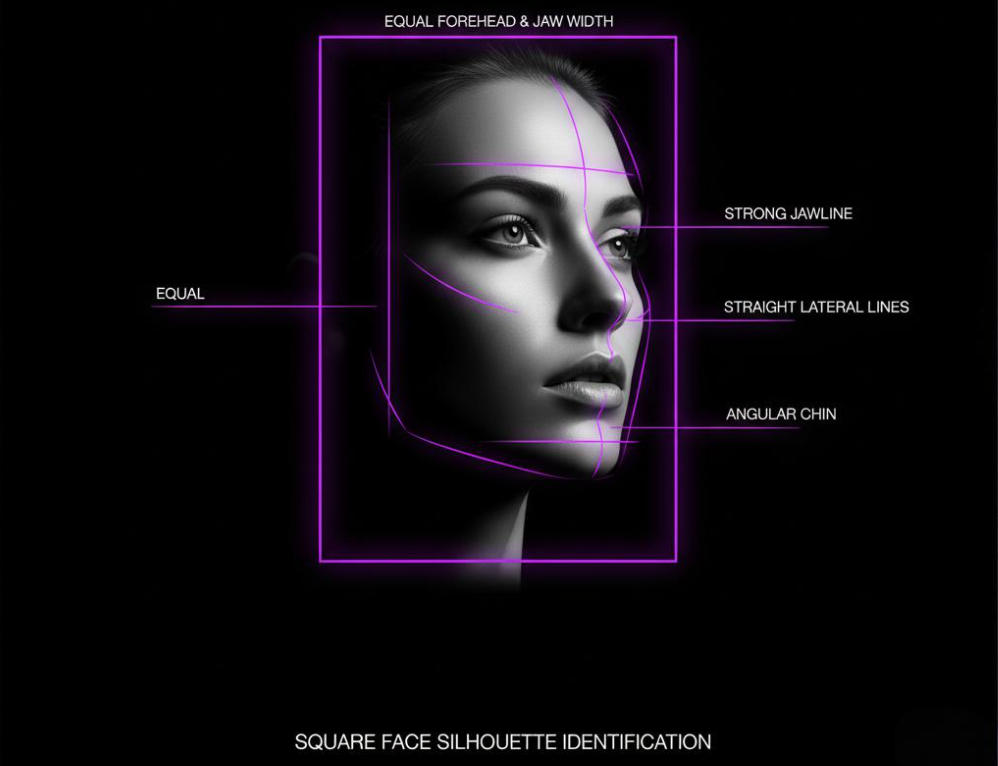 Square face silhouette identification guide