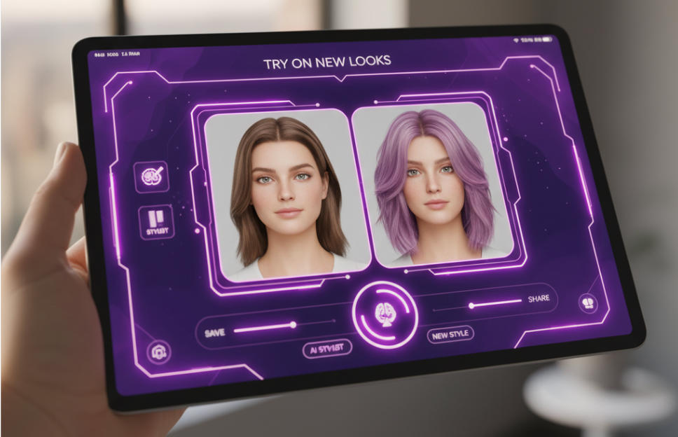 AI Hair Studio virtual try-on interface
