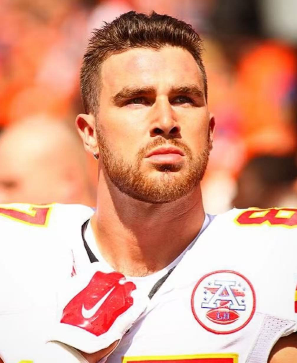 Travis Kelce short spiked game day hairstyle