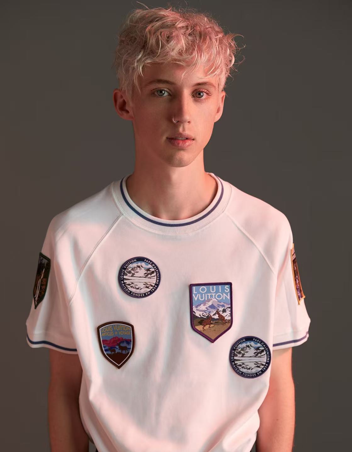 Troye Sivan soft pink blond crop hairstyle