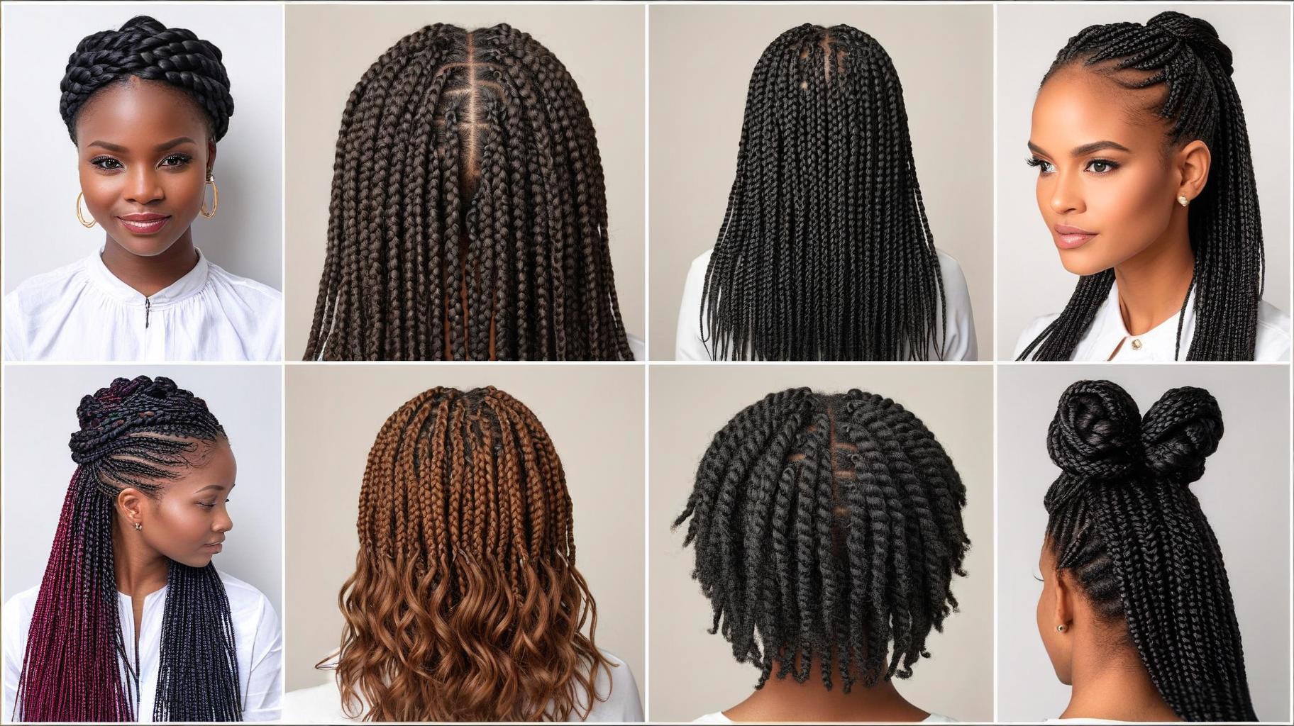 Collection of various twist hairstyles showing different sizes, lengths, and textures