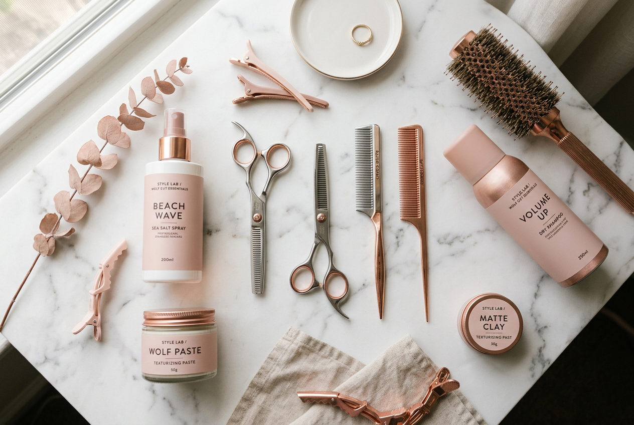 Hair styling tools for wolf cut