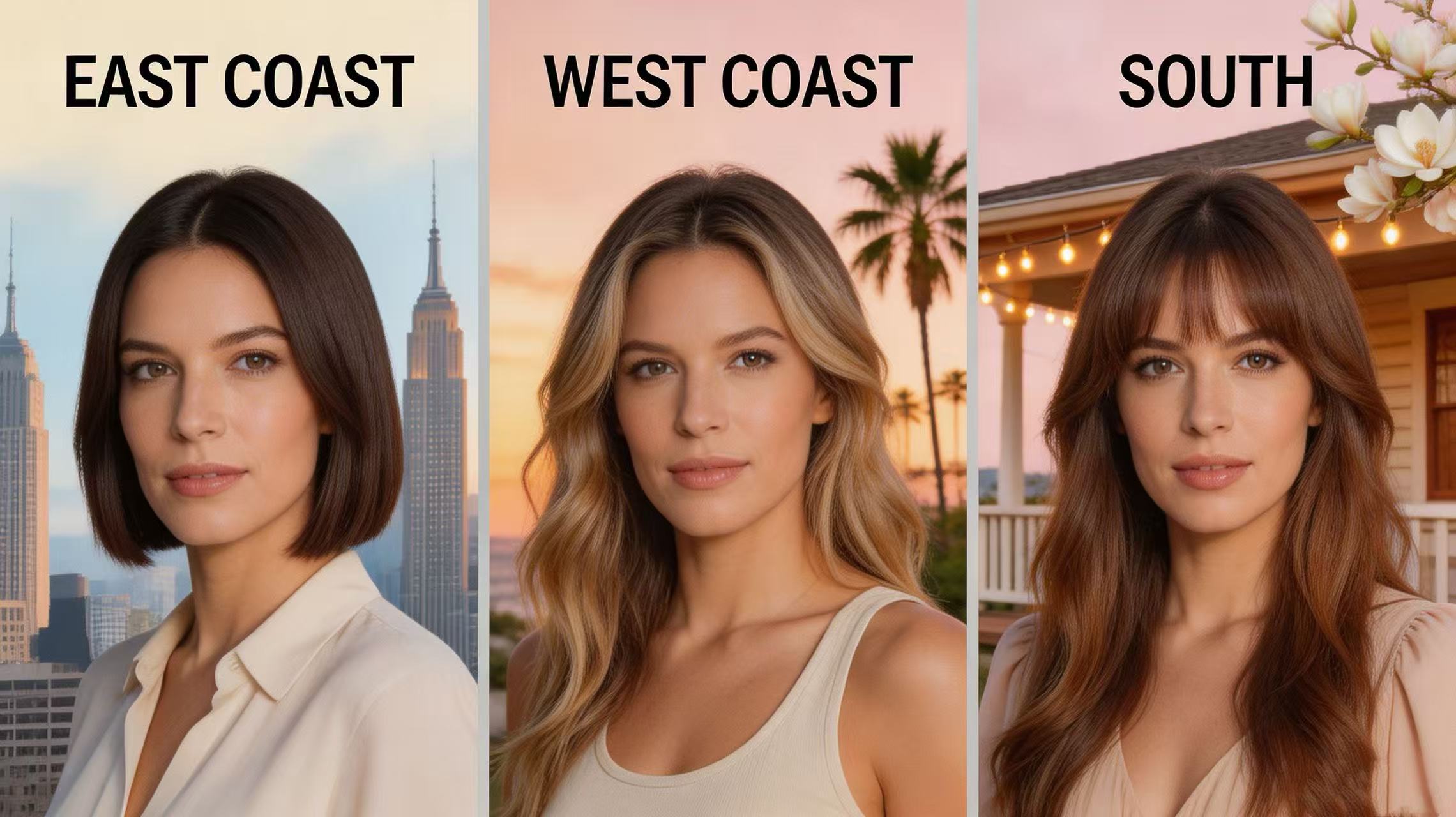 Regional hairstyle preferences across the United States - East Coast, West Coast, and Southern styles