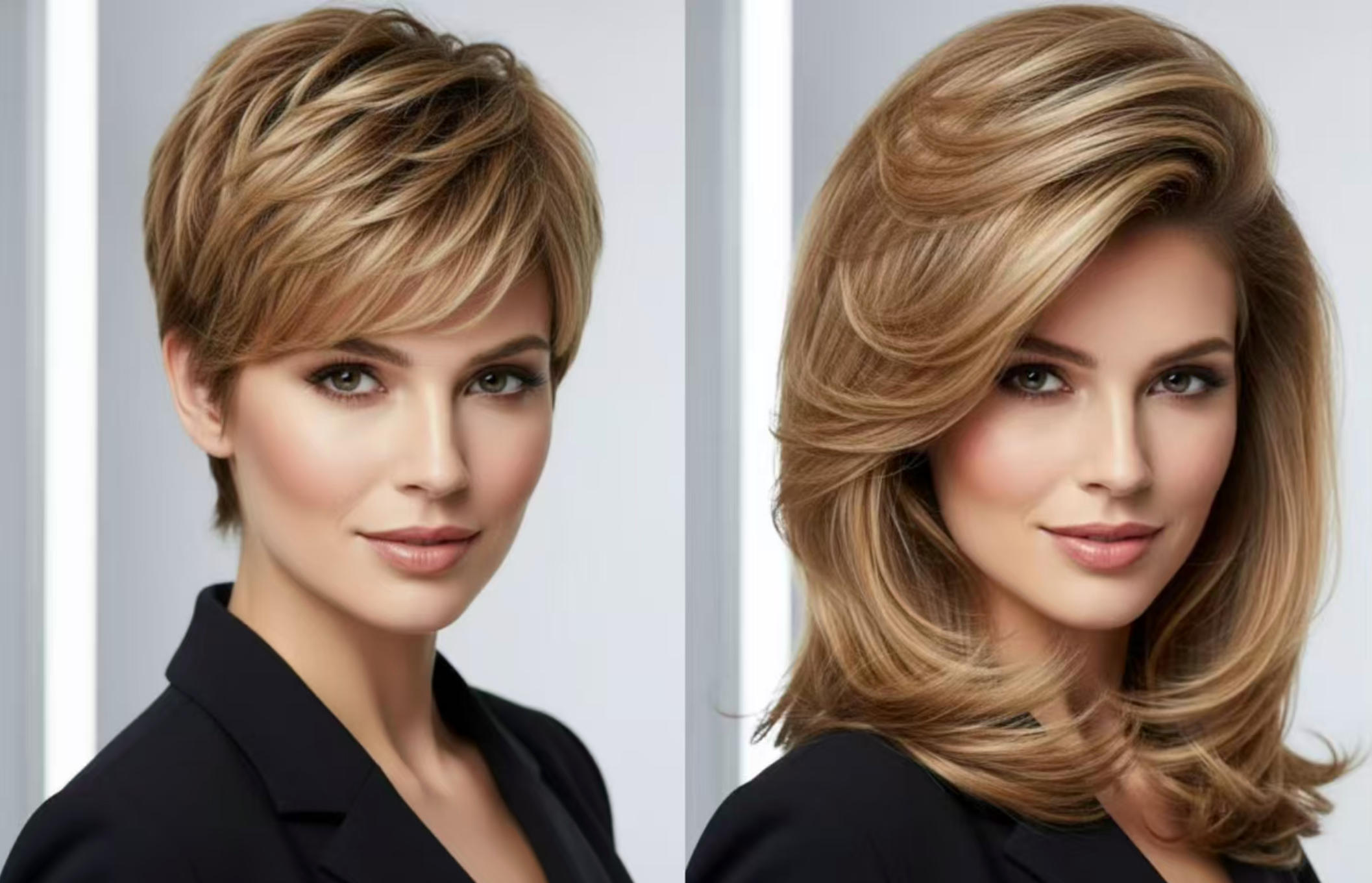 From a chic, sharp layered short cut to glamorous, romantic voluminous waves