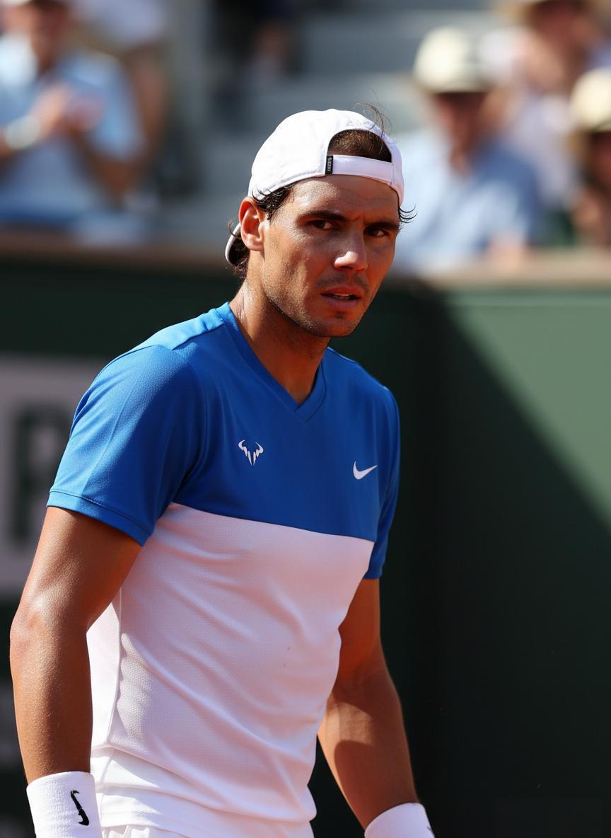 Rafael Nadal in 2016 with significant hair loss wearing a cap