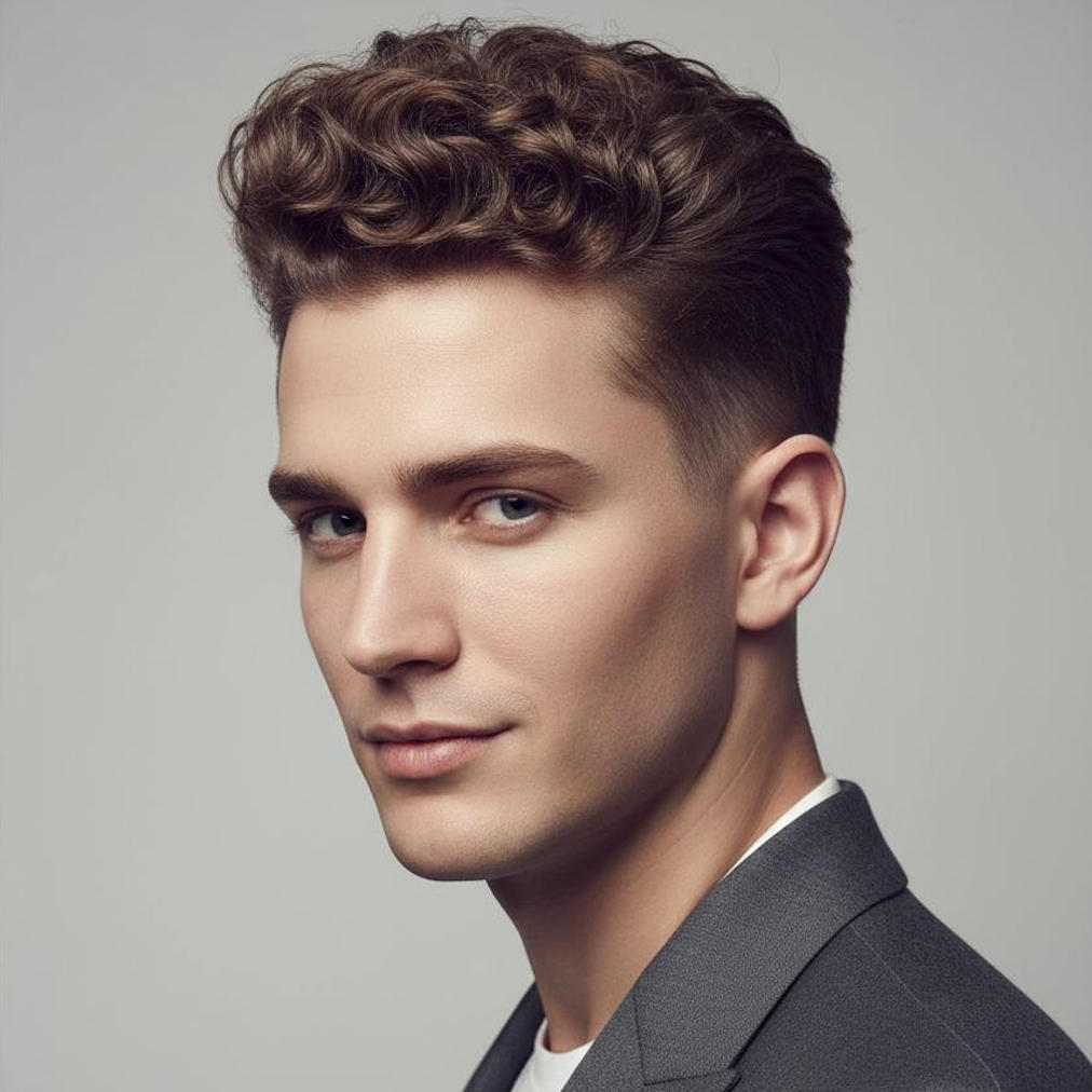 Curly Pompadour embracing natural texture and volume